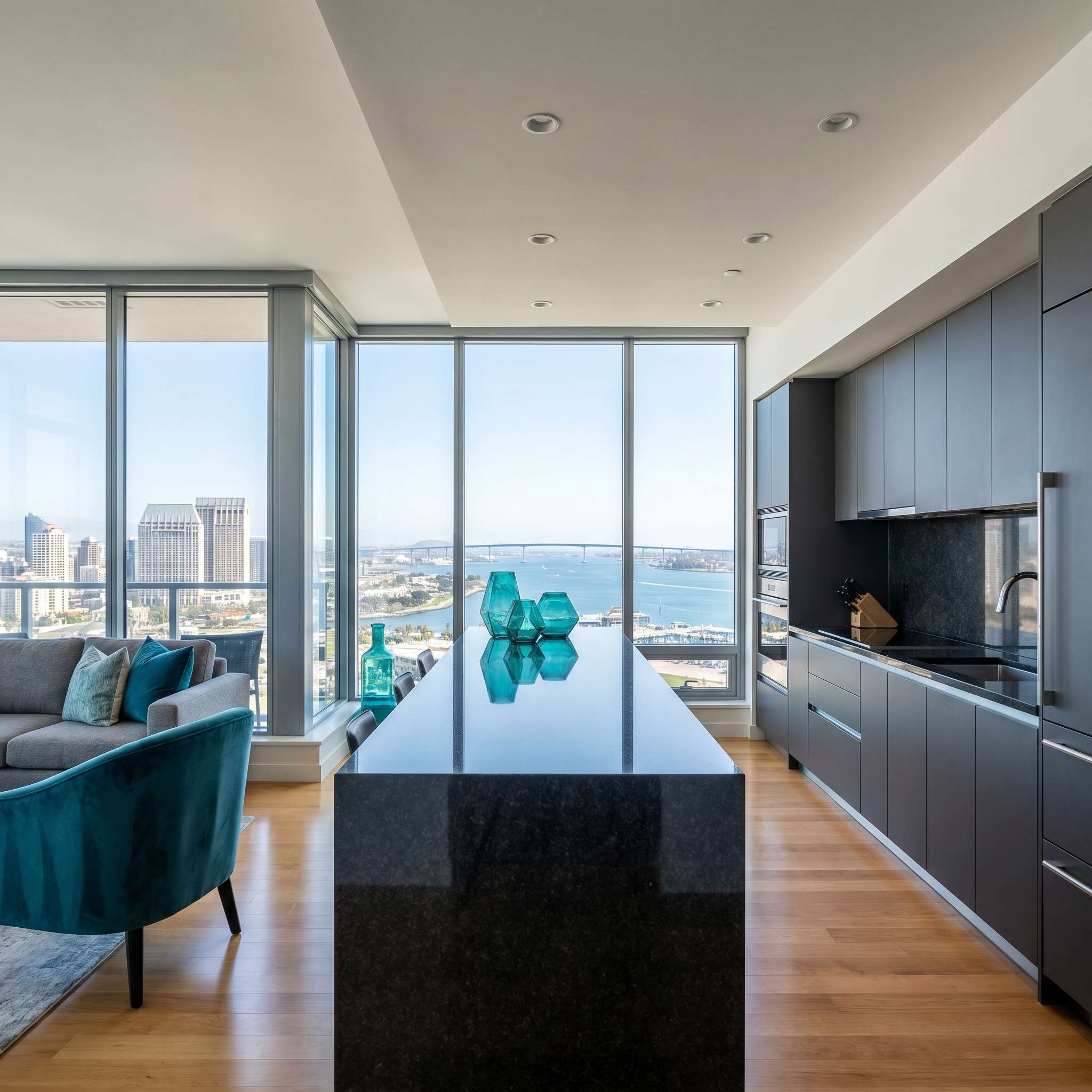 Professionally cleaned downtown san diego high-rise condo interior